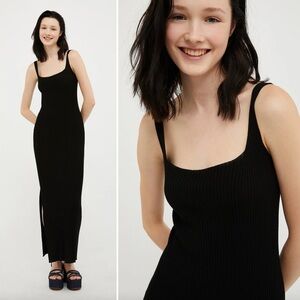 Max & Co. Igloo Rib Knit Tank Maxi Dress Black